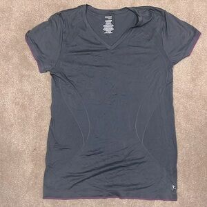 Grey Active Short Sleeve Dri-More V-neck